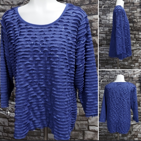 Notations Layered Ruffle Bling Blouse - Picture 9 of 17